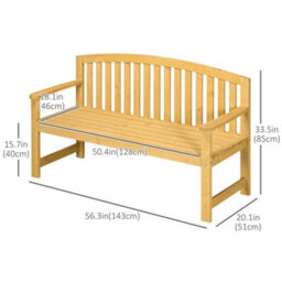 Wyld Haus Tola 143Cm Orange Wooden 2-Seater Garden Bench With Armrests And Slatted Frame - thumbnail 4