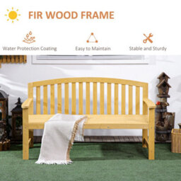 Wyld Haus Tola 143Cm Orange Wooden 2-Seater Garden Bench With Armrests And Slatted Frame - thumbnail 6