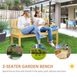 Wyld Haus Tola 143Cm Orange Wooden 2-Seater Garden Bench With Armrests And Slatted Frame - thumbnail 5