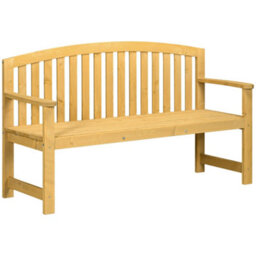 Wyld Haus Tola 143Cm Orange Wooden 2-Seater Garden Bench With Armrests And Slatted Frame - thumbnail 2