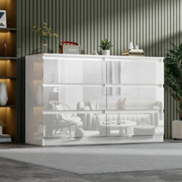 White High Gloss Chest Of 6 Drawer Bedside Cabinet Storage Bedroom Furniture 2 Colors - thumbnail 6