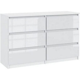 White High Gloss Chest Of 6 Drawer Bedside Cabinet Storage Bedroom Furniture 2 Colors - thumbnail 3