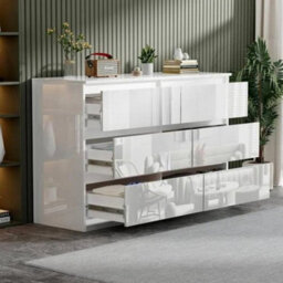 White High Gloss Chest Of 6 Drawer Bedside Cabinet Storage Bedroom Furniture 2 Colors - thumbnail 5
