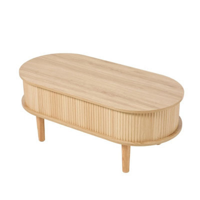 Natural Wood Lift Top Coffee Table With Storage Oval Wooden Living Room Center Coffee Table - image 1
