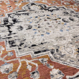 Terracotta Luxurious Traditional Bordered Easy To Clean Rug For Living Room Bedroom & Dining Room-120Cm X 166Cm - thumbnail 2