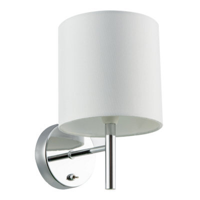 Happy Homewares Contemporary Bedside Wall Lamp In Chrome With Toggle Switch And Shade - image 1