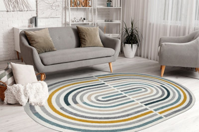 RugsX Carpet Fusion 5711 White Dark Green Shape - Geometric, Modern, Abstract, 200X290 Cm - image 1