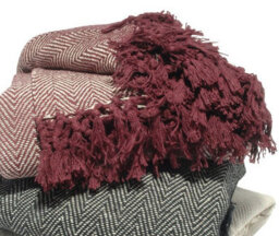 "Cotton Herringbone Throw Red 70"" X  100"" (178 X 254Cm)" - thumbnail 2