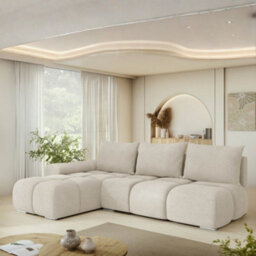 Galeria Corner Sofa Bed Has Storage Left Hand Cream