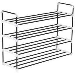 Walplus Shoe Rack With 4 Shelves Metal And Plastic Black