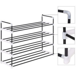 Walplus Shoe Rack With 4 Shelves Metal And Plastic Black - thumbnail 3