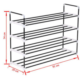 Walplus Shoe Rack With 4 Shelves Metal And Plastic Black - thumbnail 7