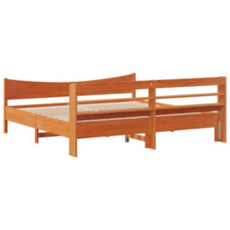 Berkfield Bed Frame With Headboard Wax Brown 180X200 Cm Super King Solid Wood Pine - thumbnail 8