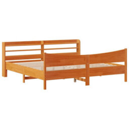 Berkfield Bed Frame With Headboard Wax Brown 180X200 Cm Super King Solid Wood Pine - thumbnail 2