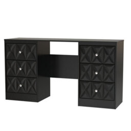 Genoa Ready Assembled Black 6 Drawer Dressing Table (H)785mm (W)1248mm (D)390mm