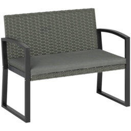 Wyld Haus Haloka Rattan Light Grey 2-Seater Outdoor Garden Bench With Padded Removable Cushion - thumbnail 2