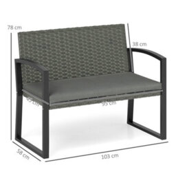 Wyld Haus Haloka Rattan Light Grey 2-Seater Outdoor Garden Bench With Padded Removable Cushion - thumbnail 3