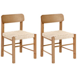 Beliani Set Of 2 Dining Chairs Allos Wood Brown