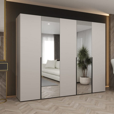 Arte Soothing Cashmere Hinged Door Wardrobe 250Cm - Calm Storage With Mirrored Panels - image 1