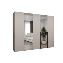 Arte Soothing Cashmere Hinged Door Wardrobe 250Cm - Calm Storage With Mirrored Panels - thumbnail 2