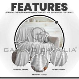 Gc Gaveno Cavailia Fluffy Pop Throw 150X200Cm Silver Lightweight Honeycomb Blanket For Bed Settee Throws For Sofas Couch Chair - thumbnail 2