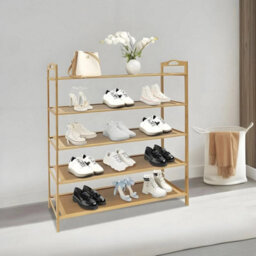 5 Tier Bamboo Shoe Rack Storage Wood Stand Organiser Vertical Shelf Rack - thumbnail 6