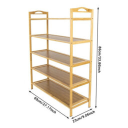 5 Tier Bamboo Shoe Rack Storage Wood Stand Organiser Vertical Shelf Rack - thumbnail 2