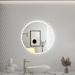 Royal Bathrooms Luton 600 X 600mm Brushed Brass Round Backlit Led Illuminated Bathroom Mirror Framed With Touch Sensor - thumbnail 1