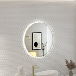 Royal Bathrooms Luton 600 X 600mm Brushed Brass Round Backlit Led Illuminated Bathroom Mirror Framed With Touch Sensor - thumbnail 5