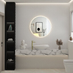 Royal Bathrooms Luton 600 X 600mm Brushed Brass Round Backlit Led Illuminated Bathroom Mirror Framed With Touch Sensor - thumbnail 4