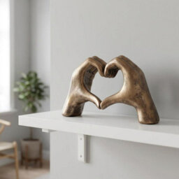 Large Bronze Heart Hands Sculpture - thumbnail 1