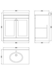 Balterley Swynnerton Traditional 2 Door Floor Standing Vanity Unit With Marble Basin, Satin Green, 800mm - thumbnail 5