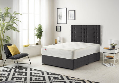 Somnior Beds Somnior Bliss Black Plush 6Ft Memory Foam Divan Bed With Mattress & Headboard - Super King - image 1