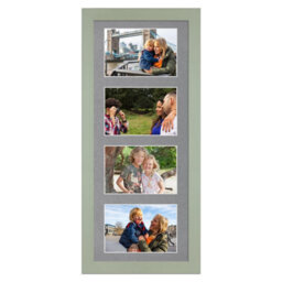 AK Frames 50X20Cm Green Modern Multi Photo Frame With Mid Grey Mount - Holds 4 Apertures (4X) 6X4 Photos - thumbnail 1