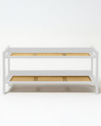 Keplin 2 Tier Bamboo And Rattan Shoe Rack Organiser, Compact Design For Hallway, Stylish And Functional Storage- White And Natural - thumbnail 2