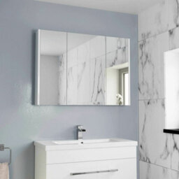 Affine Bathroom Mirror Cabinet 900mm 3 Door Storage Cupboard Wall Hung Modern White - thumbnail 5