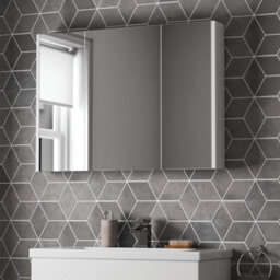 Affine Bathroom Mirror Cabinet 900mm 3 Door Storage Cupboard Wall Hung Modern White - thumbnail 2