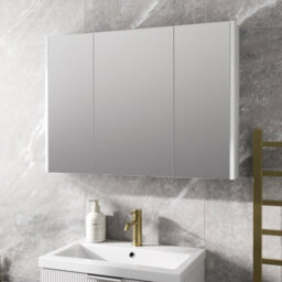 Aveli 900mm Triple Door Mirror Cabinet 3 Doors Bathroom Storage Cupboard Wall Hung Modern White
