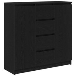 Vidaxl Sideboard With Drawers Black Oak 100.5X35X98.5 Cm Engineered Wood - thumbnail 2
