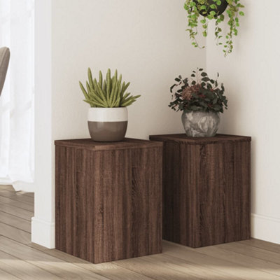 Walplus Plant Stands 2 Pcs Brown Oak 25X25X35 Cm Engineered Wood - image 1