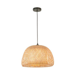 Luminosa Lighting Luminosa Bali Single Pendant Ceiling Lamp, Natural Bamboo, White, Matt Black - thumbnail 6