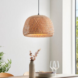 Luminosa Lighting Luminosa Bali Single Pendant Ceiling Lamp, Natural Bamboo, White, Matt Black - thumbnail 5