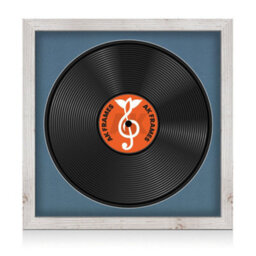 "16X16"" White Rustic Modern Vinyl Record Frame With Pompadour Mount For 12 Inch Lp Disc - Ak Frames" - thumbnail 1
