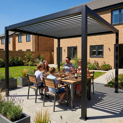 Sunopy 3M X 4M Zam Steel Matte Black Freestanding Pergola - image 1