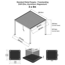 Sunopy 3M X 4M Zam Steel  Matte Black Freestanding Pergola - thumbnail 7