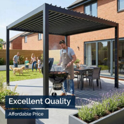 Sunopy 3M X 4M Zam Steel  Matte Black Freestanding Pergola - thumbnail 2
