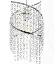 Klass Home Collection K9 Crystal Spiral Droplet Pendant Ceiling Light Shade/ Lamp Shade Chrome Finish - thumbnail 2