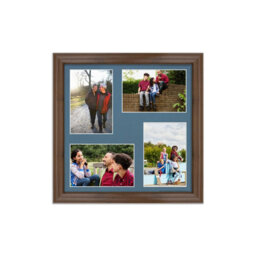 AK Frames 12X12 Walnut Classic Multi Photo Frame With Pompadour Mount - Holds 4 Apertures (4X) 6X4 Photos - thumbnail 1
