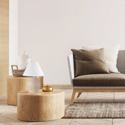 Happy Homewares Natural Light Brown Woven Rattan Table Lamp Base With White Cable And Switch - thumbnail 5