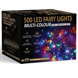 NETTA 500 Led Fairy String Lights 12.5M Indoor & Outdoor Christmas Tree Lights Green Cable - Multi Colour - thumbnail 1